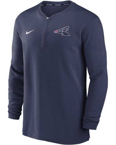 Nike Chicago White Sox Authentic Collection Game Time Dri-fit Mlb 1/2-zip Long-sleeve Top - Blue