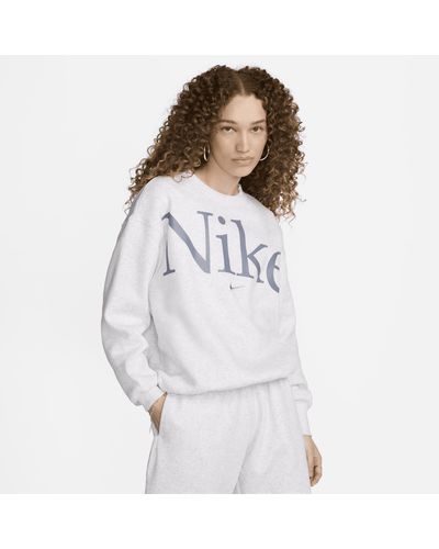 Nike Sportswear Phoenix Fleece Oversized Crew-neck Logo Sweatshirt - White