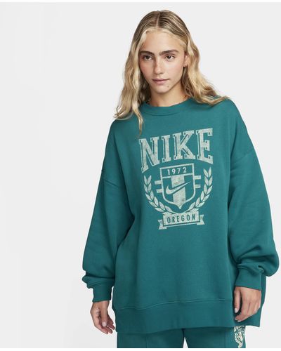 Nike Sportswear Oversized Fleeceshirt Met Ronde Hals - Blauw