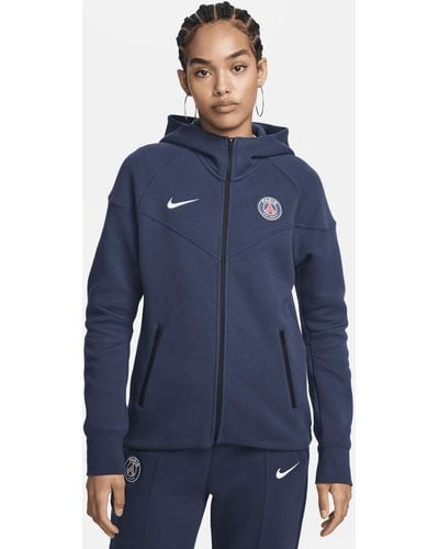 Nike Paris Saint-germain Tech Fleece Windrunner Football Full-zip Hoodie 50% Sustainable Blends - Blue