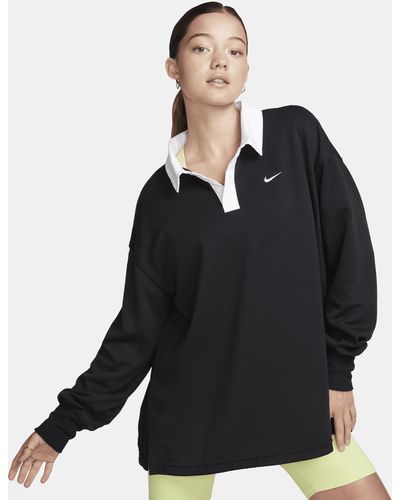 Nike Sportswear Essential Oversized Long-sleeve Polo - Black