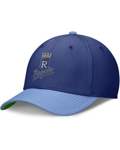 Nike Kansas City Royals Rewind Cooperstown Swoosh Dri-fit Mlb Hat - Blue