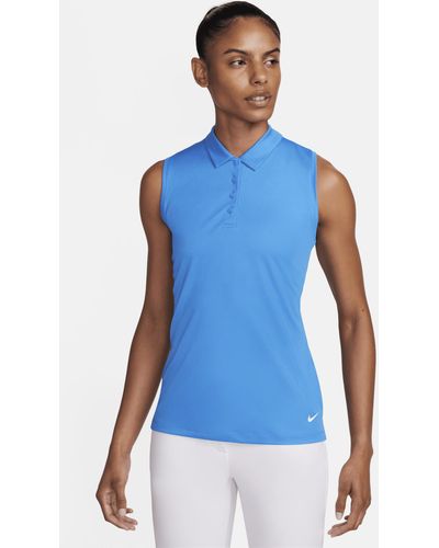 Nike Dri-fit Victory Sleeveless Golf Polo - Blue