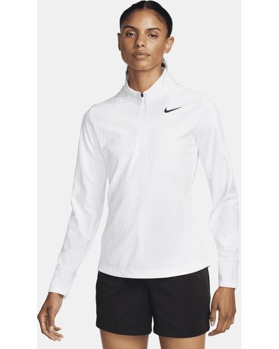 Nike Tour Dri-fit Adv 1/4-zip Golf Top - White