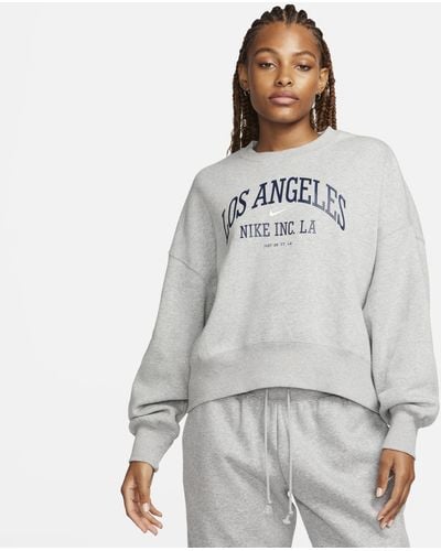 Nike Sportswear Phoenix Fleece Over-oversized Crew-neck Graphic Sweatshirt - Gray