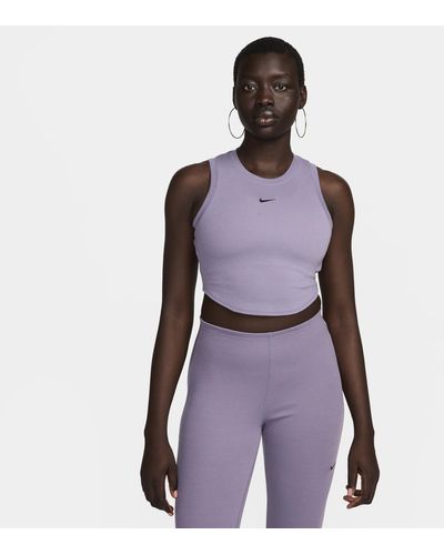 Nike Sportswear Chill Knit Tight Cropped Mini-rib Tank Top - Purple