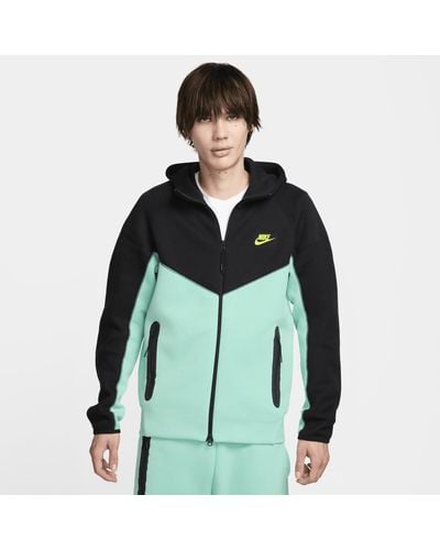 Nike Felpa con cappuccio e zip a tutta lunghezza sportswear tech fleece windrunner - Verde