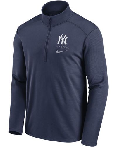 Nike New York Yankees Franchise Logo Pacer Dri-fit Mlb 1/2-zip Jacket - Blue