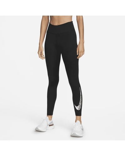 Nike Swoosh Run Mid-rise 7/8-length Running leggings Polyester - Black