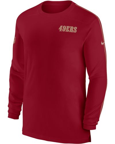 Nike San Francisco 49ers Sideline Coach Dri-fit Nfl Long-sleeve Top - Red