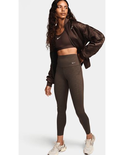 Nike Universa Medium-support High-waisted 7/8 Printed leggings With Pockets Nylon - Black