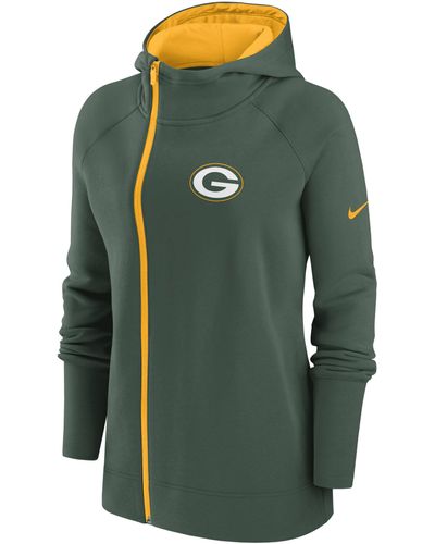 Nike Assymetrical (nfl Green Bay Packers) Full-zip Hoodie