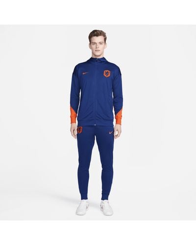 Nike Netherlands Strike Dri-fit Football Hooded Knit Tracksuit Polyester - Blue