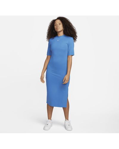 Nike Sportswear Essential Tight Midi Dress - Blue