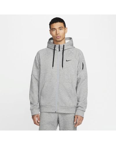 Nike Therma-fit Full-zip Fitness Hoodie - Gray