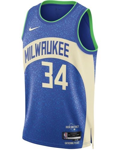 Nike Giannis Antetokounmpo Milwaukee Bucks City Edition 2023/24 Dri-fit Swingman Nba-jersey - Blauw