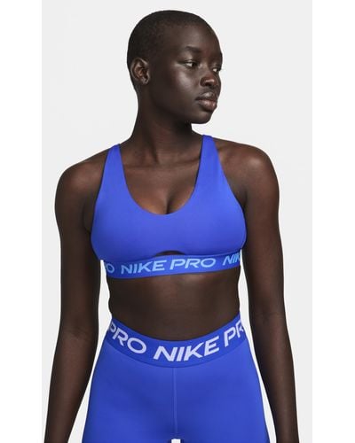 Nike Bra imbottito a sostegno medio pro indy plunge - Blu