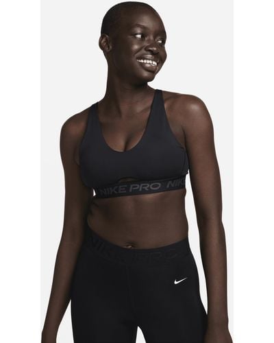 Nike Pro Indy Plunge Medium-support Padded Sports Bra 50% Recycled Polyester - Black