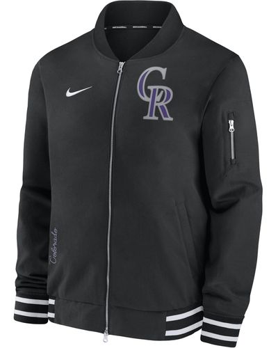 Nike Colorado Rockies Authentic Collection Mlb Full-zip Bomber Jacket - Black