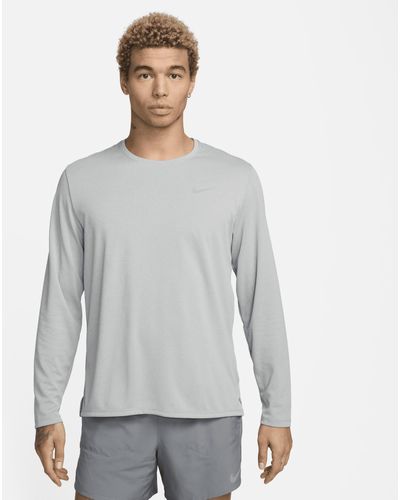 Nike Miler Dri-fit Uv Long-sleeve Running Top - Gray