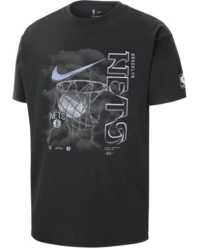 Nike Brooklyn Nets Courtside Max90 Nba T-shirt Cotton - Black
