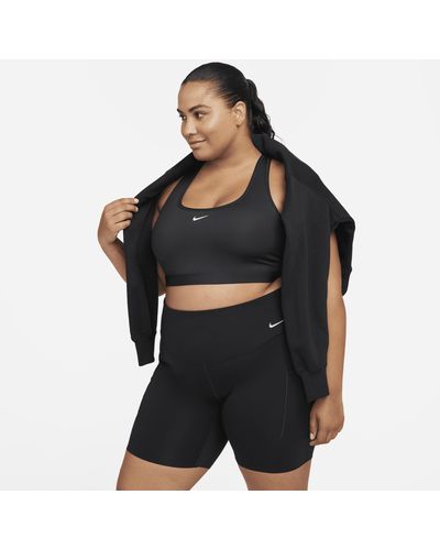 Nike Universa Medium-support High-waisted 8" Biker Shorts With Pockets (plus Size) - Black