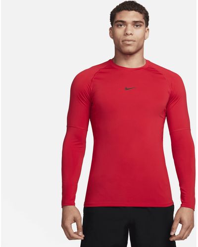 Nike Pro Dri-fit Slim Long-sleeve Fitness Top - Red