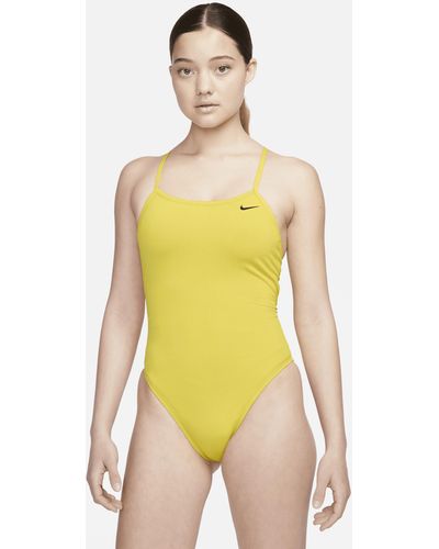 Nike Swim Lace-up Tie-back One-piece Swimsuit - Yellow