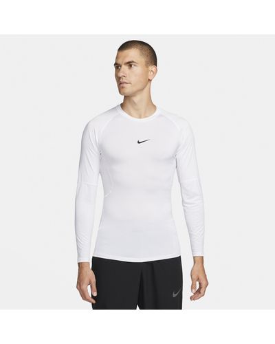 Nike Pro Dri-fit Tight Long-sleeve Fitness Top - White