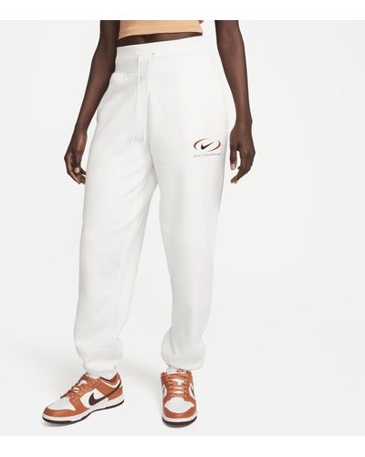 Nike Sportswear Phoenix Fleece Oversized Broek Met Hoge Taille - Wit