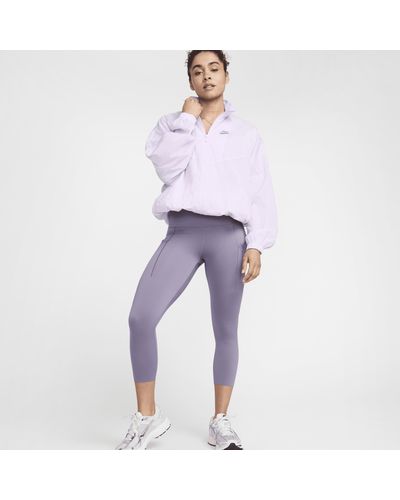 Nike Go Firm-support High-waisted Cropped Leggings With Pockets - Purple