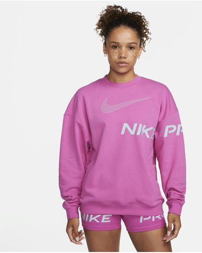 Nike Dri-fit Get Fit French Terry Graphic Crew-neck Sweatshirt - Purple
