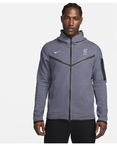 Nike Felpa con cappuccio e zip a tutta lunghezza liverpool fc tech fleece windrunner da uomo - Blu