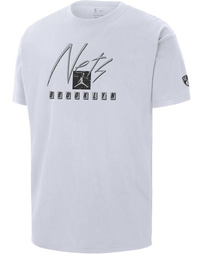Nike T-shirt brooklyn nets courtside statement edition jordan max90 nba - Bianco