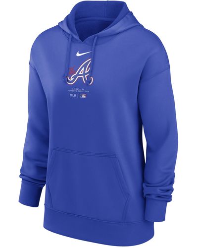 Nike Atlanta Braves Authentic Collection City Connect Practice Dri-fit Mlb Pullover Hoodie - Blue
