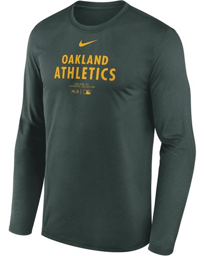 Nike Oakland Athletics Authentic Collection Practice Dri-fit Mlb Long-sleeve T-shirt - Green