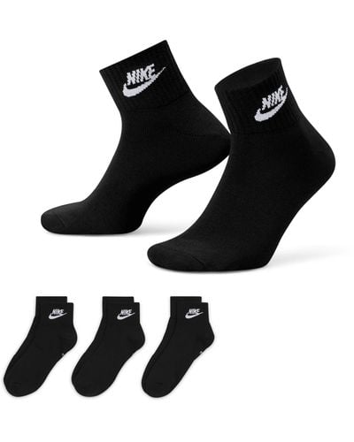Nike Sportwear everyday essential ankle socks 3-pack black/ white - Nero
