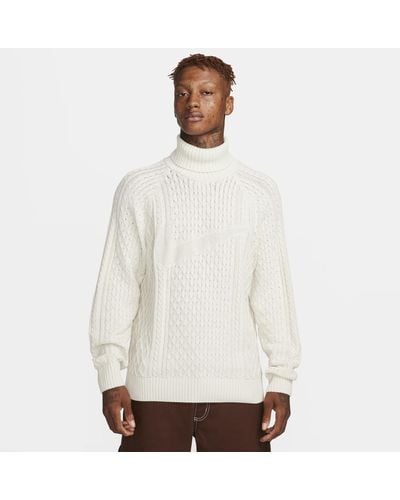 Nike Life Cable Knit Turtleneck Sweater - White