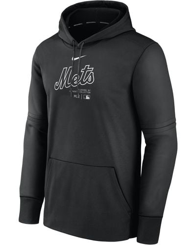 Nike New York Mets Authentic Collection Practice Therma Mlb Pullover Hoodie - Black