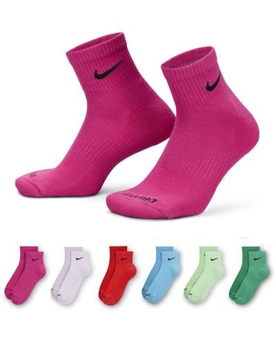 Nike Everyday Plus Cushioned Training Ankle Socks (6 Pairs) - Red