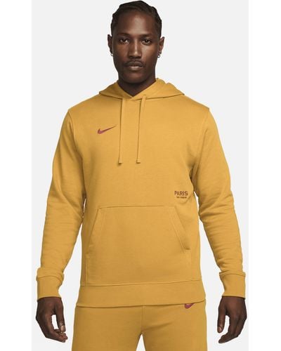 Nike Felpa pullover da calcio in french terry con cappuccio paris saint-germain club - Giallo