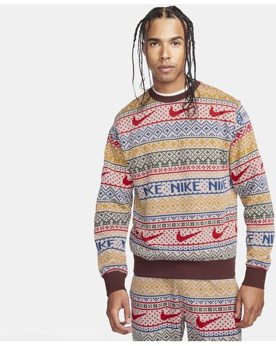 Nike Sportswear Club Fleece Crew-neck Holiday Sweatshirt - Red