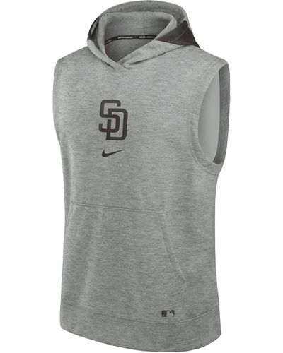 Nike San Diego Padres Authentic Collection Early Work Men's Dri-fit Mlb Sleeveless Pullover Hoodie - Gray