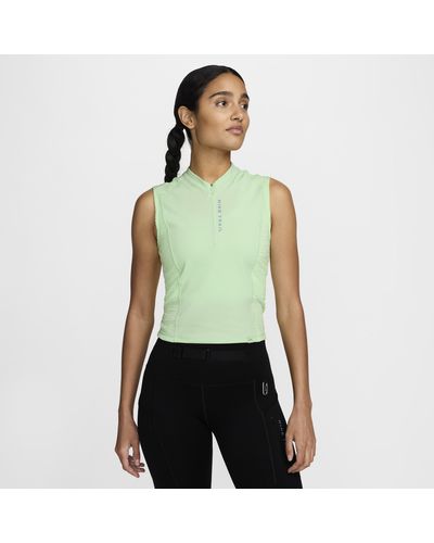Nike Trail Dri-fit 1/4-zip Running Tank Top Polyester - Green