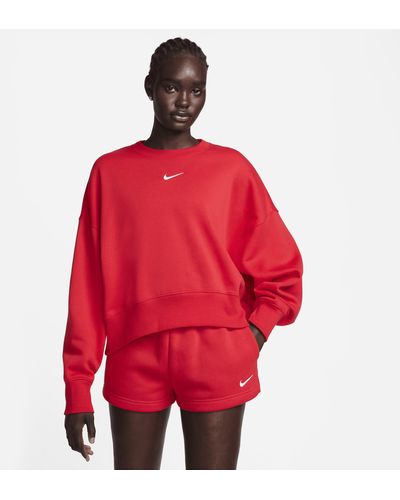 Nike Sportswear Phoenix Fleece Over-oversized Crew-neck Sweatshirt - Red