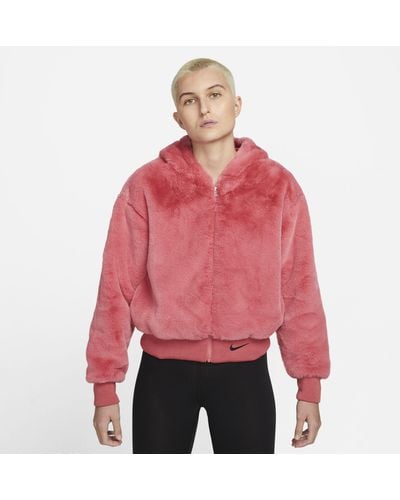 Nike Sportswear Essentials Faux Fur Jacket Pink - Red