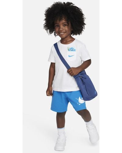 Nike Sportswear Coral Reef Tee And Shorts Set Toddler 2-piece Set Cotton - Blue