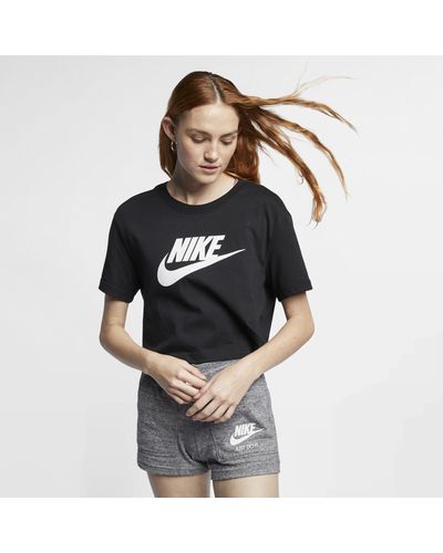 Nike Sportswear Cotton Logo Cropped T-shirt - Black