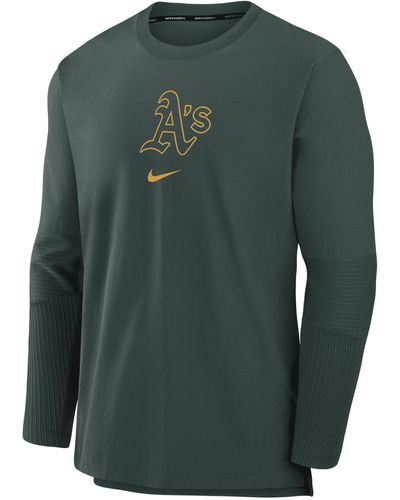 Nike Oakland Athletics Authentic Collection Player Dri-fit Mlb Pullover Jacket - Green