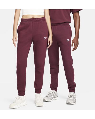 Nike Monogram All Over Logo Print Fleece Cuffed Sweatpants in Pink